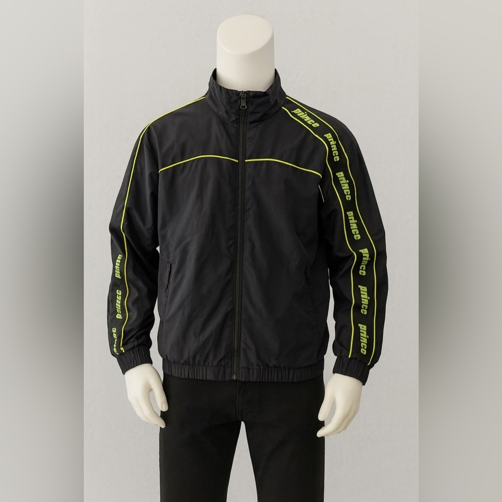 Prince Black runners Jacket with Vibrant Yellow Highlights
